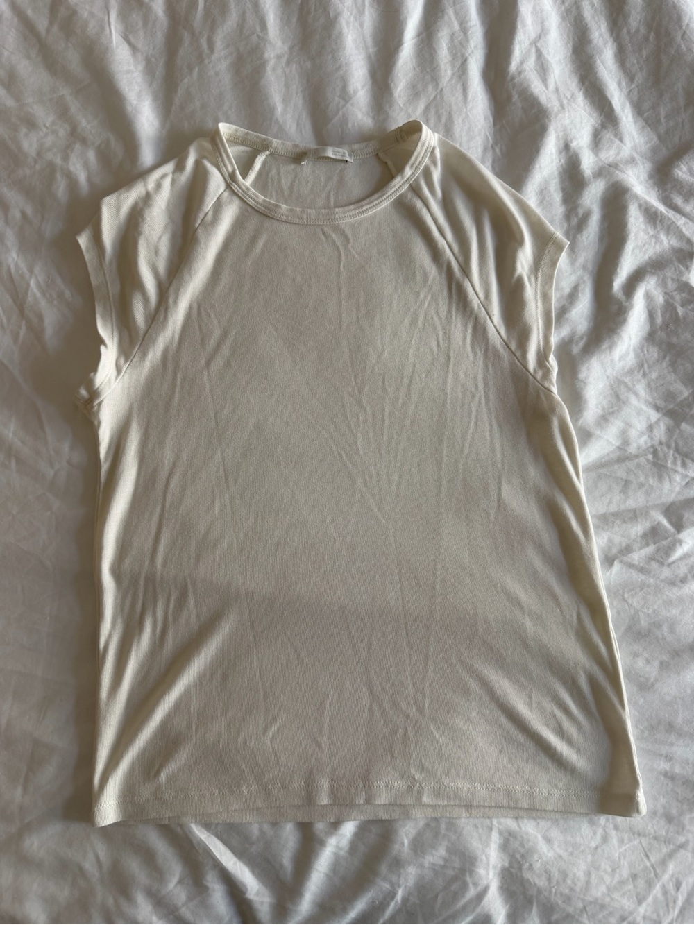Zara Men’s Cream Short-Sleeve Crewneck Top